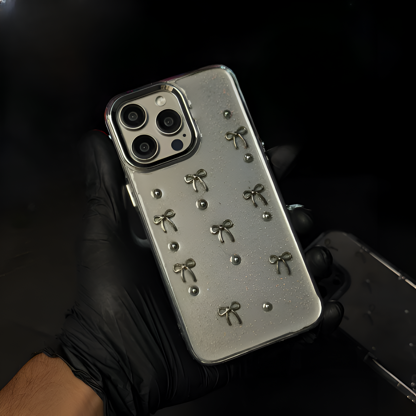 Embosed Bow Glitter Case Premium Quality