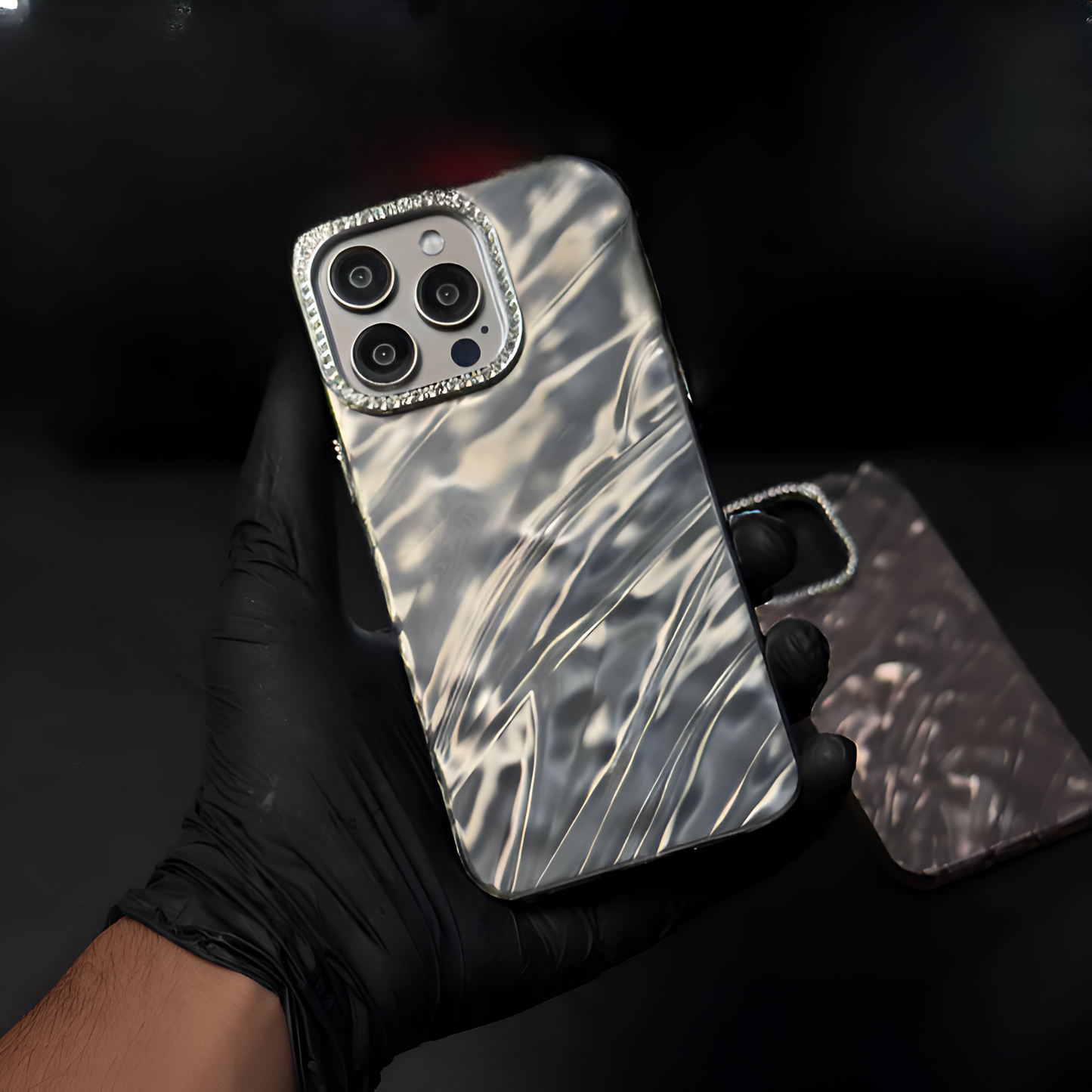 Foil Textured Premium Case with Diamond Camera Borders